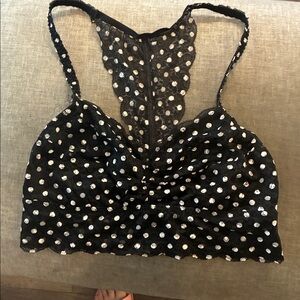 Pink Victoria’s Secret Black and White Polka Dot Lace Bralette